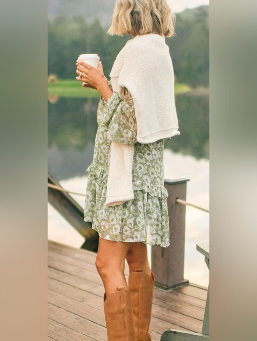 Anthropologie Floral Ruffle Long Sleeve Mini Dress - Picture 4 of 5